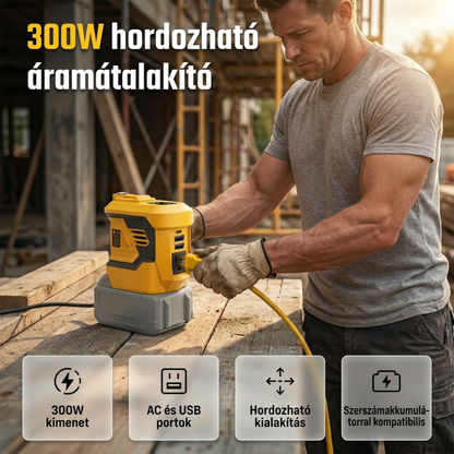 ⚡ Táplálja eszközeit bárhol – 300W hordozható feszültségátalakító 18V szerszámakkumulátorokhoz – Utánvétes 🔋🛠️