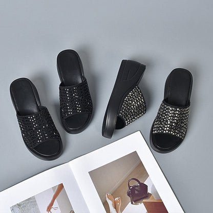 👣【35-43】2025 Női Fényes Wedge Pántos Szandálok
