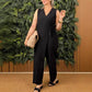 💖Női egyszínű, V-nyakú kötött jumpsuit