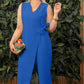 💖Női egyszínű, V-nyakú kötött jumpsuit
