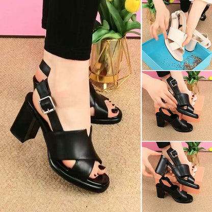 Women's Open Toe Chunky Heel Sandals