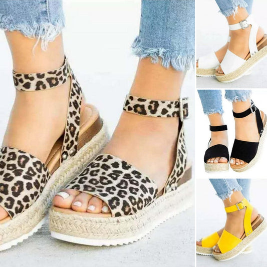 👡 Női ékszandál leopárdmintával – Nyitott orr, kényelmes, divatos 🏖️✨