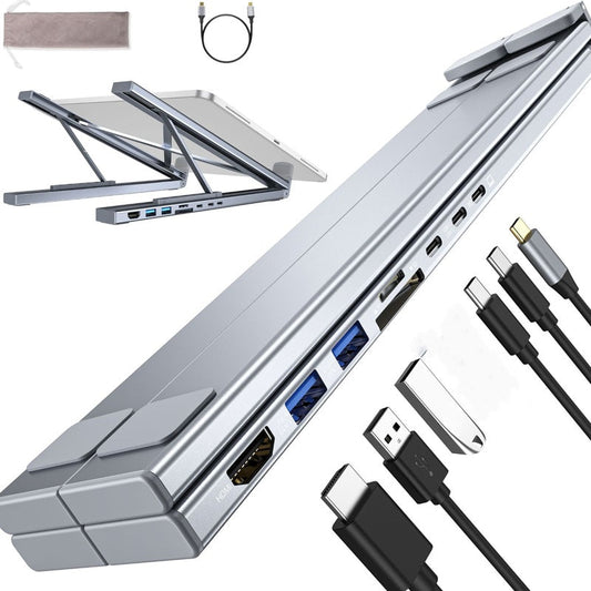💻🖥️ USB-C dokkoló & laptop állvány szett – 4K HDMI, többportos, ergonomikus | Otthoni iroda, meeting & dupla kijelző beállítás ⚡🎯
