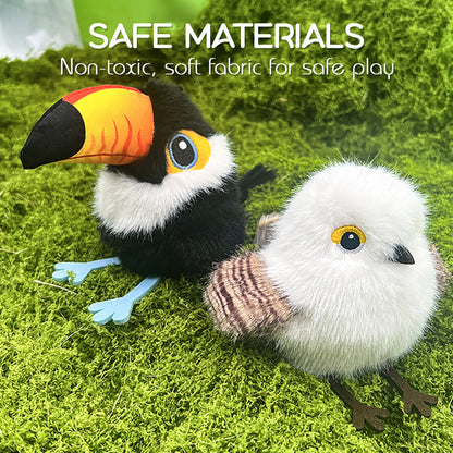 🐤 Plüss madár formájú interaktív macska- és kutyajáték