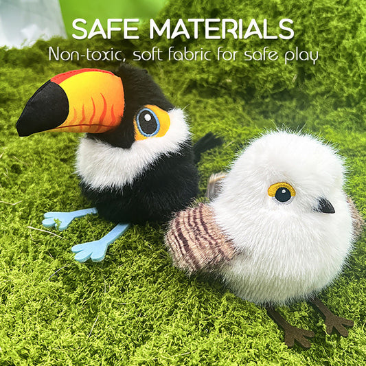 🐤 Plüss madár formájú interaktív macska- és kutyajáték
