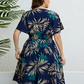 【XL-4XL】🍂Női midi ruha V-nyakkal, nyomtatott mintával és szűk derekú