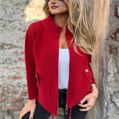 💥S-4XL💥Alkalmi kabát magas gallérral és cipzárral