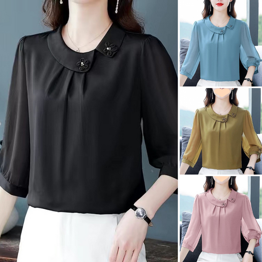 🌬️ (M-4XL) 🌺 Nők Elegáns Laza Illeszkedésű 3/4 Ujjú Felső