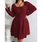 Square Neck Long Sleeve A-Line Dress