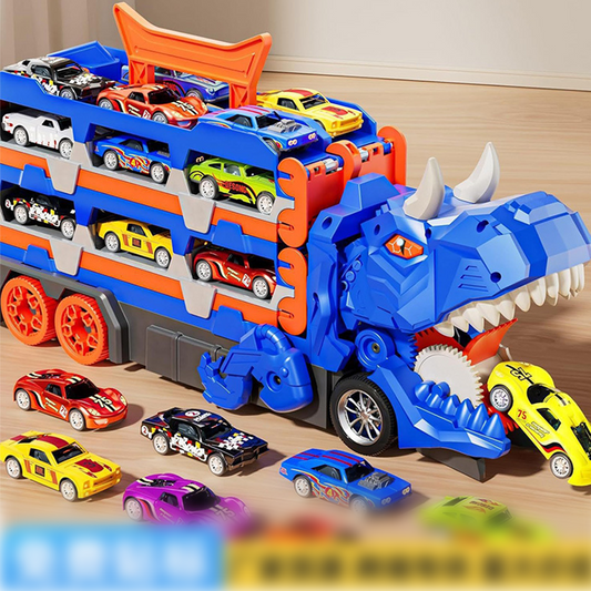 2 az 1-ben dinoszauruszfaló teherautó és összecsukható kettős versenypálya