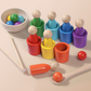 Szivárványgolyók poharakban Kisgyermekek Montessori játékok
