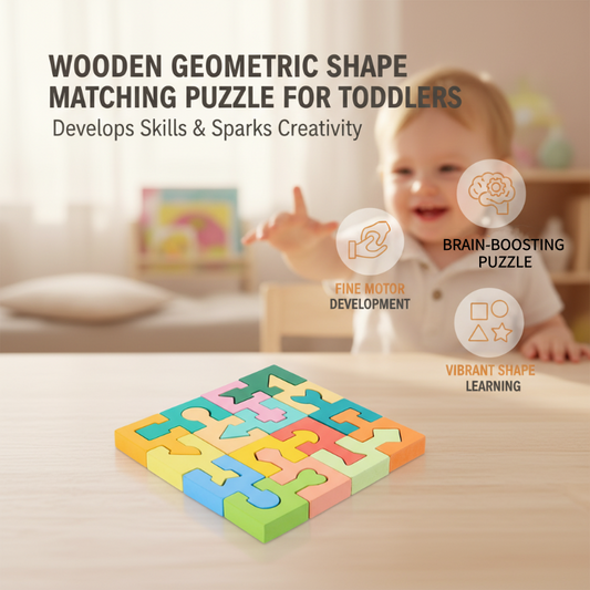 🧩Fából készült geometriai alakhoz illő puzzle kisgyermekek számára