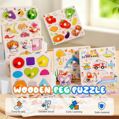 🧩 Fa peg puzzle Tartós fa anyag – Búcsú a könnyen törő karton puzzlektől