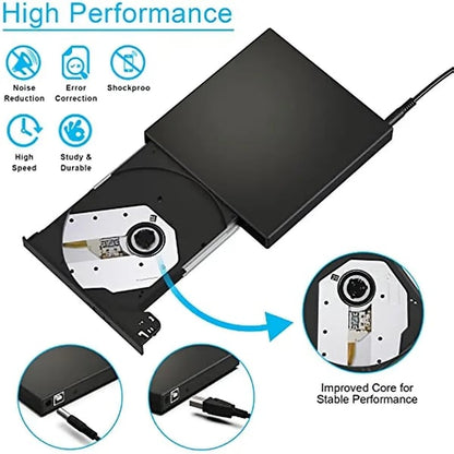 🔥 Külső CD/DVD-meghajtó | USB-n keresztül csatlakoztatható, univerzális kompatibilitás (PC, Mac, laptop) 💻📀