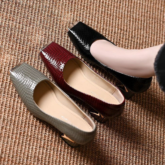 Női kígyóbőr mintás blokktalpú cipő