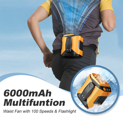 🌀 Derékventilátor 6000 mAh – Többfunkciós, állítható szög 🌬️⚡🏖️