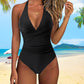 👙 Szexi, hátkivágásos egyrészes fürdőruha – redős, alakformáló hasrésszel, nyakpántos kivitelben | Strandra és nyaralásra ✨🌊☀️