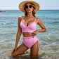 👙 Csíkos Bikini Magas Deres – Ráncos | Raktáron ✨🩳📦