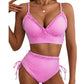 👙 Csíkos Bikini Magas Deres – Ráncos | Raktáron ✨🩳📦