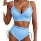 👙 Csíkos Bikini Magas Deres – Ráncos | Raktáron ✨🩳📦