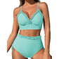 👙 Csíkos Bikini Magas Deres – Ráncos | Raktáron ✨🩳📦
