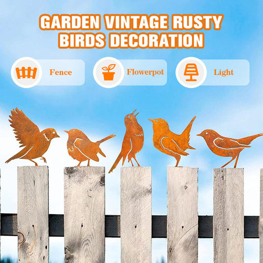 Garden Vintage Rusty Birds Decoration