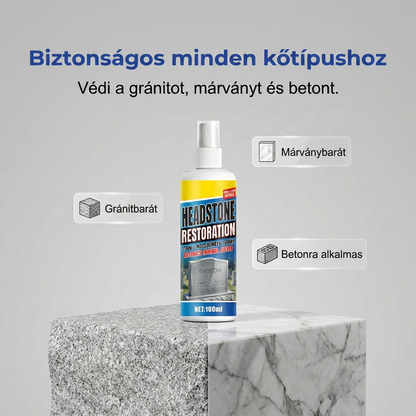 Sírkö tisztító spray – PH-semleges sírhely gondozó, eltávolítja a mohát & algát ✨ Gránit, márvány, mészkő biztonságosan | Temetői kőápoló