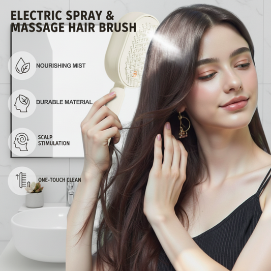 💆‍♀️ Masszírozza és táplálja fejbőrét – Elektromos permetező és masszírozó hajkefe kibogozó sörtékkel – Utánvétes 💧✨
