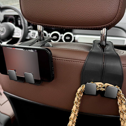 🚗 8 000+ sofőr használja – Autóülés háttámla tároló kampó – 25 kg teherbírás, károsodásmentes, több helyre szerelhető, prémium PU bőr