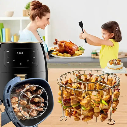 Süsse könnyedén – Rozsdamentes acél kerek sütőgrill nyárssal – Utánvétes 🍢🔥