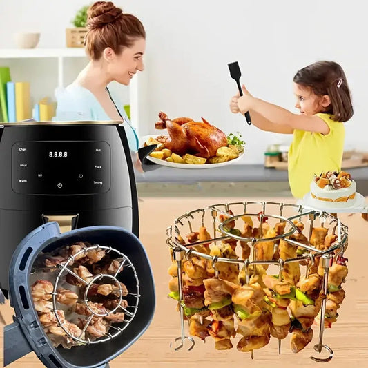 Süsse könnyedén – Rozsdamentes acél kerek sütőgrill nyárssal – Utánvétes 🍢🔥