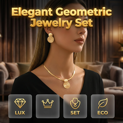 ✨ Emelje stílusát – Elegáns geometrikus aranyozott nyaklánc és fülbevaló szett – Utánvétes 💎