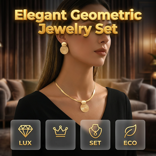 ✨ Emelje stílusát – Elegáns geometrikus aranyozott nyaklánc és fülbevaló szett – Utánvétes 💎