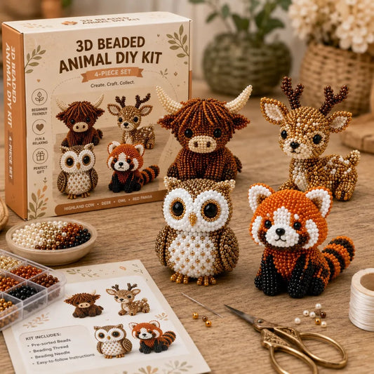 🧵 Készítsen aranyos 3D állatfigurákat – 3D gyöngy kisállat barkácskészlet (4 állat, kezdőknek is alkalmas) – Utánvétes ✨🐾