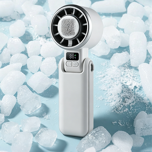 ❄️ Győzze le a hőséget hideg borogatással – Félvezető hűtésű kézi ventilátor digitális kijelzővel – Utánvétes 💨📱