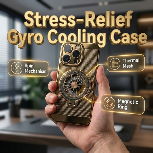 🌀 Csökkentse a stresszt és tartsa hűvösen telefonját – Stresszoldó giroszkópos hűtőtok mágneses gyűrűvel és állvánnyal – Utánvétes 📱