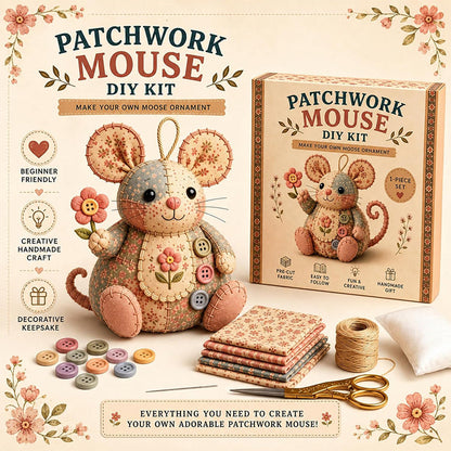 🧵 Varrja meg saját bájos egérkéjét – DIY patchwork egér varrókészlet (teljes anyagok, lépésről lépésre útmutató) – Utánvétes 🐭