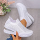 👟 Lépjen csillogó kényelembe – Női strasszos slip-on sportcipő (flyknit felsőrész, párnázott platform) – Utánvétes ✨