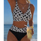 🔷 Emelje strandstílusát – Női geometrikus mintás magas derekú bikini szett – Utánvétes 👙