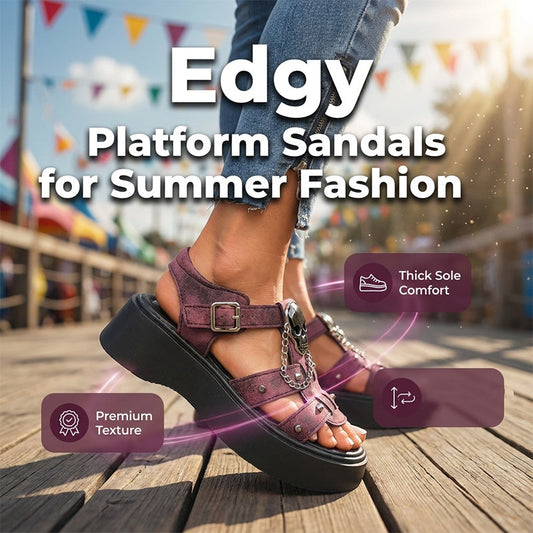 👠 Lépjen bátor nyári stílusba – Női gótikus koponyás platform szandál – Utánvétes 🖤