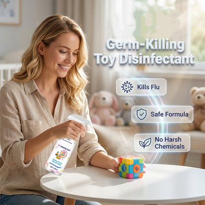 🧸 Tartsa biztonságosan a játékidőt – Antibakteriális fertőtlenítő spray játékokhoz (öblítés nélkül, biztonságos formula) – Utánvétes 🛡️✨