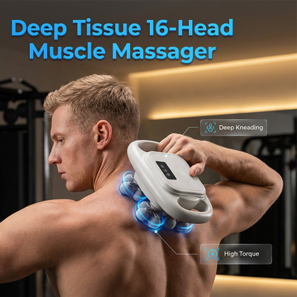 💆‍♂️ Oldja a mély izomfeszülést – 16 fejes vezeték nélküli masszírozó – Utánvétes 💪✨