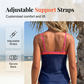 👙✨Legkelendőbb női színblokkos tankini szett – magas derék, haskontroll, visszafogott fedés, kényelmes aktív szabás