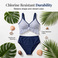 👙 Ráncolt magas derekú bikini szett – haskontroll, gyorsan száradó anyag, állítható oldalsó megkötők, S–2XL méret
