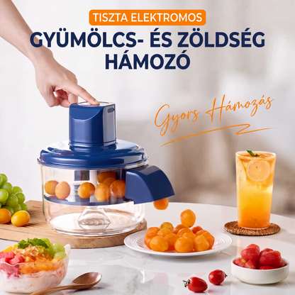 ⚡ Elektromos gyümölcs- és zöldséghámozó – Erős rézdrótos motor, 5 éles rozsdamentes penge, egygombos kioldás, könnyen tisztítható leszerelhető kialakítás (1300 mAh, USB-töltés) 🍏
