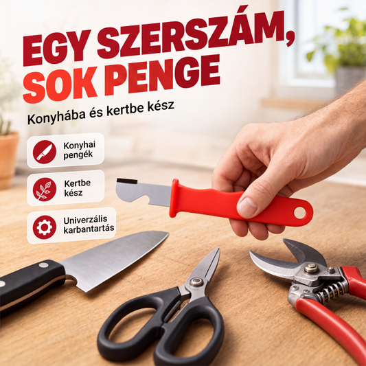 🛡️ Biztonságos fogású élező – Csúszásmentes és ujjvédő