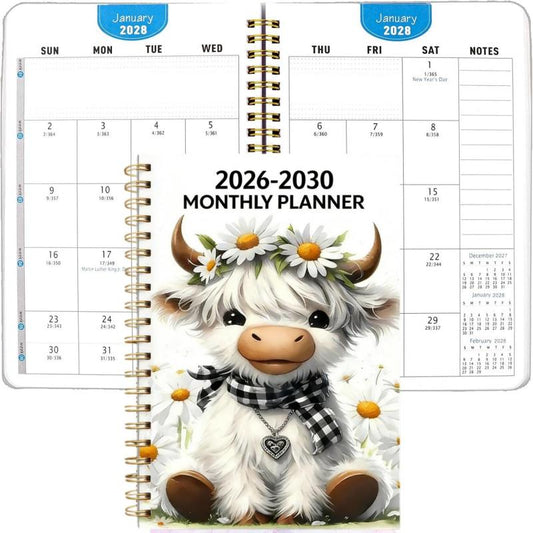📅 5 éves havi tervező – 2026–2030, spirálkötésű