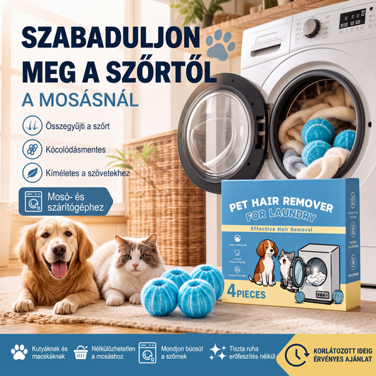 🐾 Állatszőr eltávolító golyók – Szőrt és szöszt gyűjt mosáskor