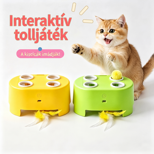 🐱 Csendes, két üzemmód, Type-C-s töltés 🎣 Elektromos interaktív macskajáték – forgó toll + kiugró bolyhocska | Felébreszti a vadászösztönt, ideális a mindennapi szórakozáshoz ✨