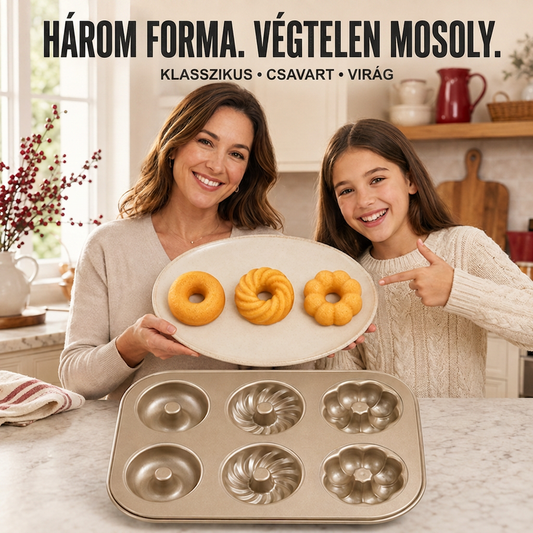 🍰 Három formájú hatfülkés sütőedény – egy sütés, három minta